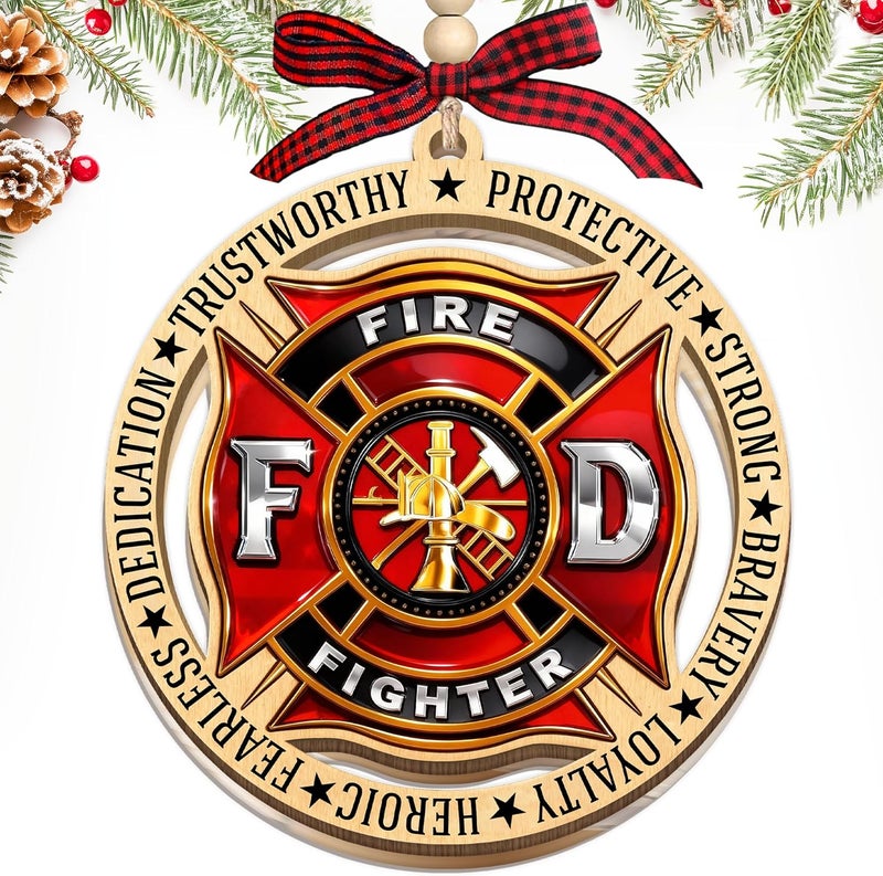 HEXMOZ Firefighter Christmas Ornaments - Firefighter Ornaments for Fireman, Fire Department Gift Ideas - Xmas Gifts for Firefighters Male, Female, Holiday Ornaments Decorations 2025 - Image 1